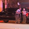 La police à l'entrée du 1OAK lors de la soirée de Chris Brown, interrompue par plusieurs coups de feu. West Hollywood, Los Angeles, le 24 août 2014.
