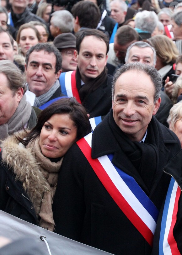 Jean-Francois Copé et son épouse Nadia lors de la Manif pour tous contre le mariage homosexuel, le 13 janvier 2013 à Paris
