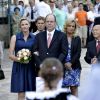 La princesse Charlene de Monaco, enceinte de six mois, et le prince Albert II de Monaco ont participé le 1er septembre 2014 au traditionnel pique-nique des Monégasques, organisé au parc Princesse-Antoinette par la mairie.