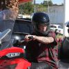 Justin Bieber s'amuse à conduire des Can-Am Spyder (motos à trois roues) avec un ami à Los Angeles, le 21 août 2014.