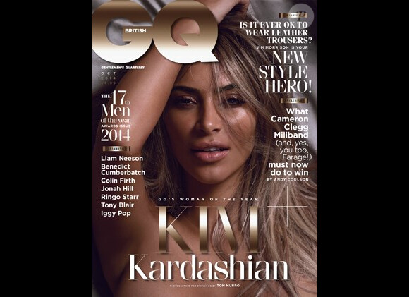 Kim Kardashian, nue en couverture du magazine British GQ d'octobre 2014. Photo par Tom Munro.