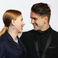  Scarlett Johansson et Romain Dauriac lors de la 39e c&eacute;r&eacute;monie des C&eacute;sar au th&eacute;&acirc;tre du Ch&acirc;telet &agrave; Paris, le 28 f&eacute;vrier 2014. 