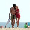 Kesha in love de son boyfriend Brad sur une plage de Santa Monica, à Los Angeles, le 6 septembre 2014.