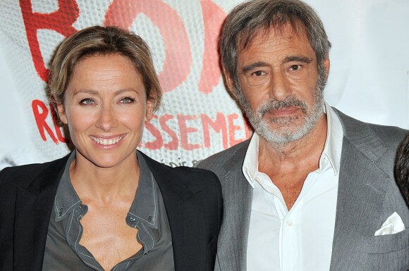 Anne-Sophie Lapix et Gérard Lanvin - Avant-première du film Bon Rétablissement ! au théatre Edouard VII à Paris le 8 septembre 2014.