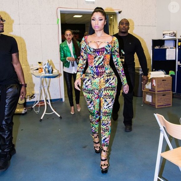Nicki Minaj rejoint Beyoncé sur la scène du Stade de France, à Saint-Denis, lors du concert de la chanteuse et son mari Jay Z. Le 12 septembre 2014.