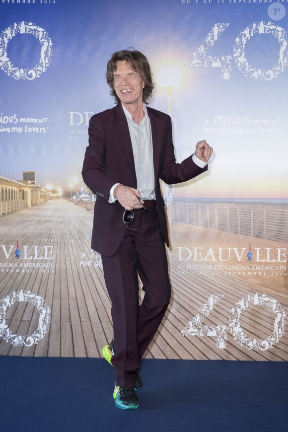 Mick Jagger au 40e Festival de Deauville le 12 septembre 2014 pour la projection en avant-première de Get On Up, le biopic sur James Brown qu'il coproduit.