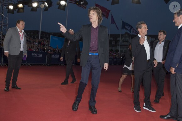 Mick Jagger au 40e Festival de Deauville le 12 septembre 2014 pour la projection en avant-première de Get On Up, le biopic sur James Brown qu'il a coproduit.