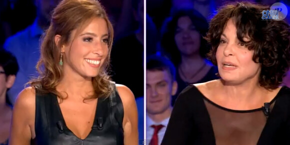 Léa Salamé et Isabelle Mergault, dans On n'est pas couché, le samedi 13 septembre 2014.