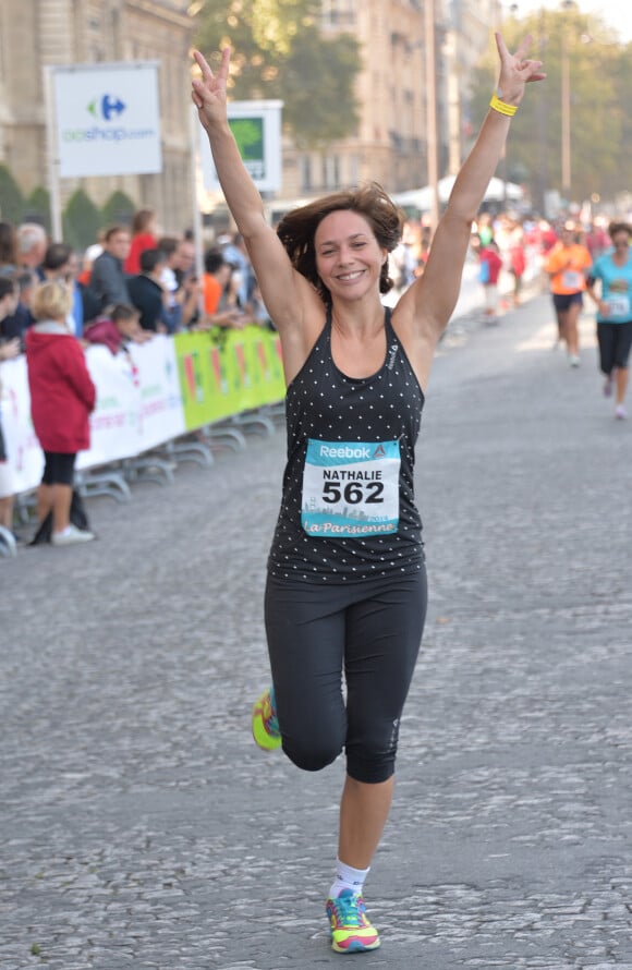 Nathalie Péchalat durant la course La Parisienne 2014 pour la lutte contre le cancer, au Champs de Mars à Paris, le 14 septembre 2014