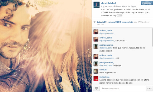 Le selfie de Eugenia "La China" Suarez et David Bisbal sur le tournage de "Hoy" en mai 2014. 