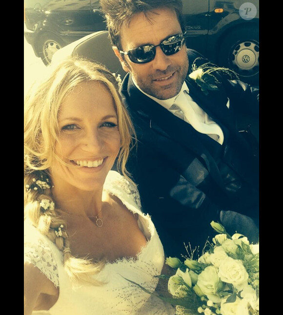Sandrine Corman à son mariage avec Michel. Septembre 2014.