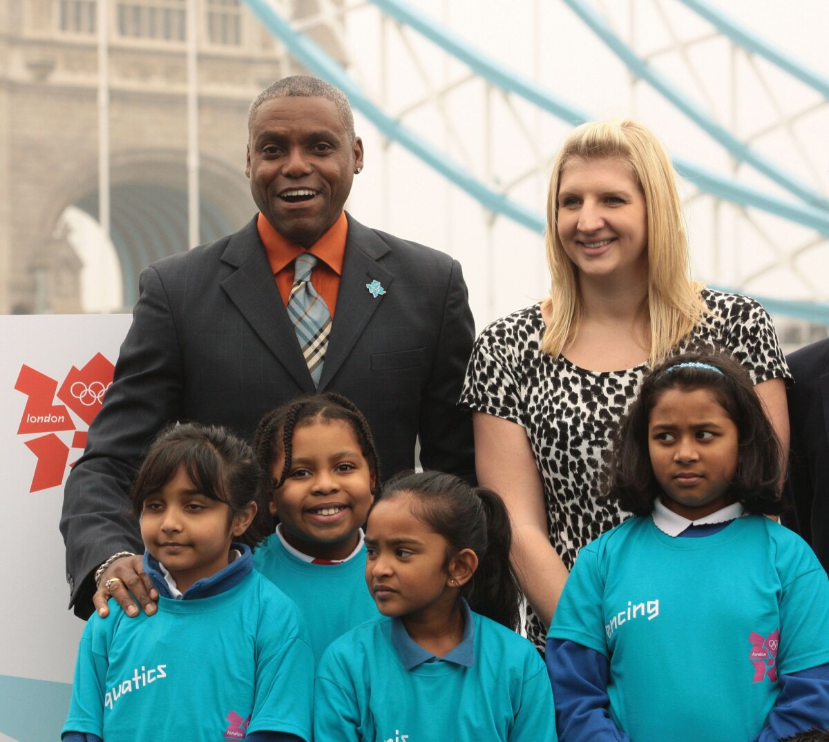 Photo Carl Lewis et Rebecca Adlington lors d'un événement afin de
