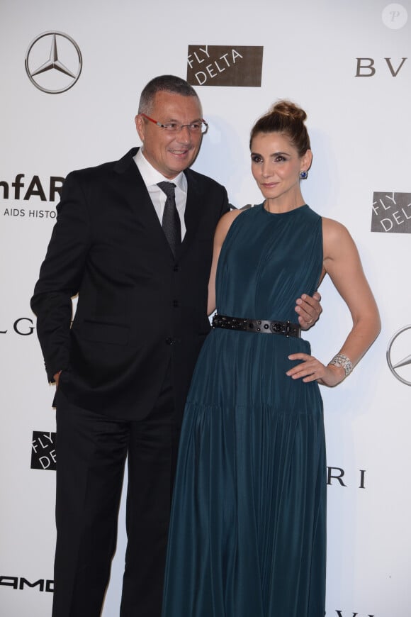 Jean-Christophe Babin et Clotilde Courau (princesse de Savoie)  au photocall de la soirée amfAR à Milan le 20 septembre 2014 