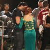 Sofia Vergara et Joe Manganiello sur le tournage de la série Modern Family à Los Angeles, le 18 septembre 2014.