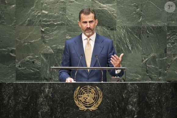 Le roi Felipe VI d'Espagne lors de la conférence sur le changement climatique à l'ONU, à New York le 23 septembre 2014.