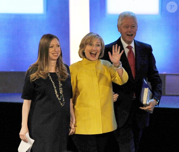 Chelsea Clinton, Hillary Clinton et Bill Clinton à la 10e rencontre annuelle des Clinton Global Initiative à New York, le 23 septembre 2014