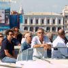 George Clooney, Cindy Crawford et son mari Rande Gerber arrivant à la Mostra de Venise le 30 août 2011