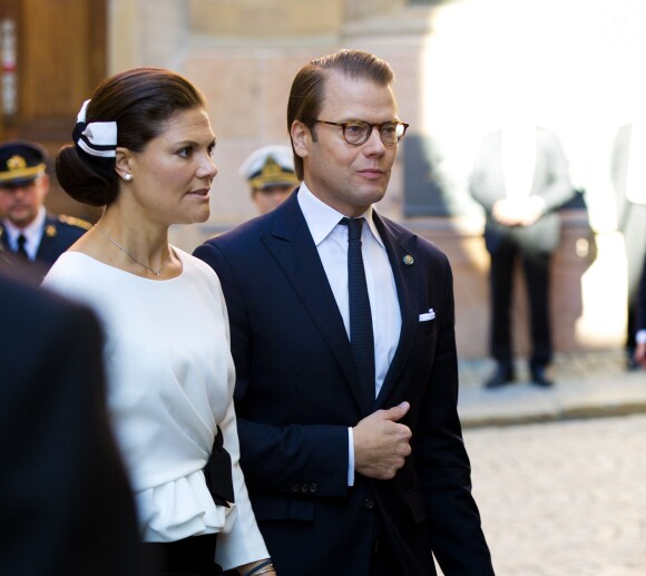 La princesse Victoria de Suède et le prince Daniel - La famille royale de Suède se rend à l'église à l'occasion de l'ouverture de la session parlementaire à Stockholm le 30 septembre 2014