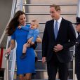  Le prince George de Cambridge débarque avec ses parents à Canberra, en Australie, le 20 avril 2014 