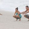 Exclusif - Channing Tatum avec sa femme Jenna Dewan et leur fille Everly jouent sur une plage à Savannah en Georgie le 28 septembre 2014.