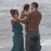Exclusif - Channing Tatum avec sa femme Jenna Dewan et leur fille Everly se détendent sur une plage à Savannah en Georgie le 28 septembre 2014.