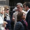Valérie Trierweiler a retrouvé son ex-mari Denis Trierweiler aux obsèques du journaliste de Paris Match Patrick Jarnoux en l'église Saint-Germain-des-Prés à Paris. Le 7 octobre 2014 