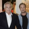 Michel Sardou et Davy Sardou - Enregistrement de l'émission "Vivement Dimanche", le 8 octobre 2014.