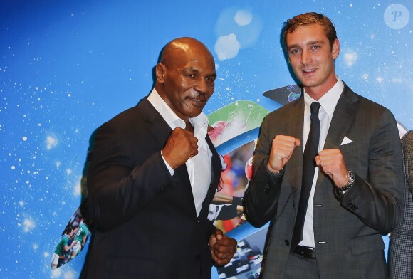 Mike Tyson et Pierre Casiraghi lors du 25e Sportel de Monaco le 8 octobre 2014 au Forum Grimaldi