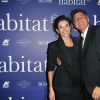 Aure Atika et Hervé Giaoui (PDG d'Habitat et du Groupe Cafom) lors de la soirée organisée par Habitat pour ses 50 ans à Paris, le 9 octobre 2014.