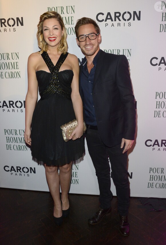 Eléonore Boccara et David Lantin lors de la soirée des 80 ans du parfum Pour Un Homme de Caron, au Théâtre du Renard, à Paris, le 9 octobre 2014.