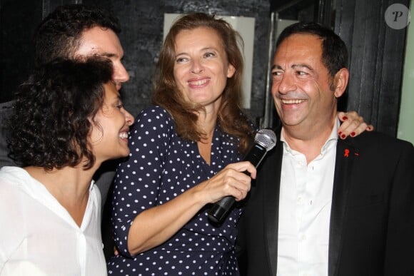 Exclusif - Saïda Jawad, Valérie Trierweiler et Jean-Luc Romero - Premier anniversaire de mariage de Jean-Luc Romero et Christophe Michel au Banana Café à Paris, le 28 septembre 2014.