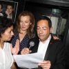 Exclusif - Jean-Luc Romero, Saïda Jawad et Valérie Trierweiler - Premier anniversaire de mariage de Jean-Luc Romero et Christophe Michel au Banana Café à Paris, le 28 septembre 2014.