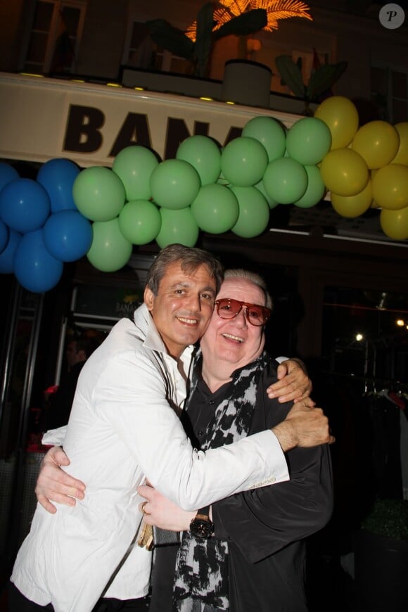 Exclusif - Jean-Noël Mirande et Michel Michel (Banana Cafe) - Premier anniversaire de mariage de Jean-Luc Romero et Christophe Michel au Banana Café à Paris, le 28 septembre 2014.