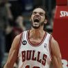 Joakim Noah lors d'un match face au Heat de Miami, au United Center de Chicago, le 9 mars 2014