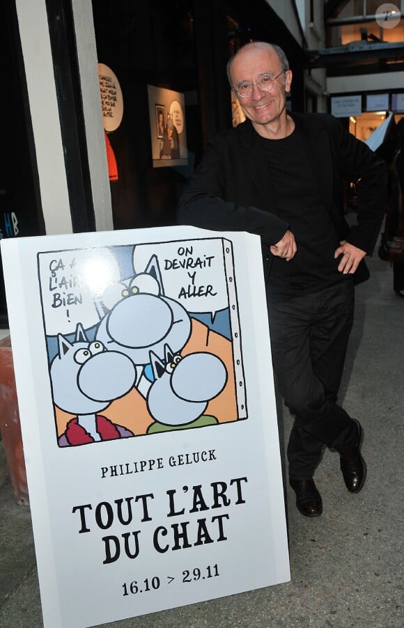 Philippe Geluck - Vernissage de l'exposition "Tout L'Art Du Chat" de Philippe Geluck à la galerie Huberty-Breyne à Paris, le 14 octobre 2014.