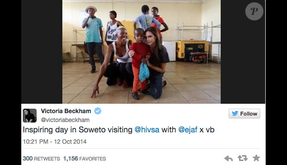 Victoria Beckham a partagé quelques clichés de son voyage en Afrique du Sud en tant qu'ambassadrice de l'ONU sur la question du sida.