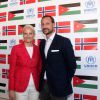 Le prince Haakon et la princesse Mette-Marit de Norvège en visite dans les locaux de l'ONU à Amman, le 22 octobre 2014, en Jordanie.