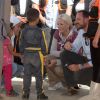Le prince Haakon et la princesse Mette-Marit de Norvège visitent le camp de réfugiés Zaatari lors de leur voyage officiel en Jordanie. Le 21 octobre 2014 
