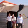 Le prince Haakon et la princesse Mette-Marit de Norvège lors de leur visite au camp de réfugiés syriens de Zaatari, près de Mafraq, le 21 octobre 2014 lors de leur visite en Jordanie.