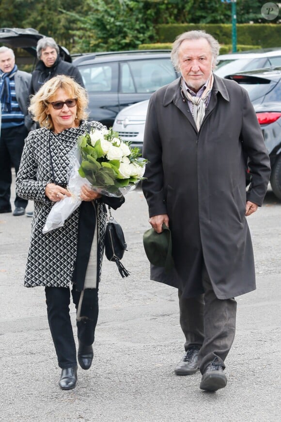 Jean-François Balmer et sa femme Françoise Petit - Obsèques de la comédienne Marie Dubois en l'église de Ville-d'Avray le 22 octobre 2014.