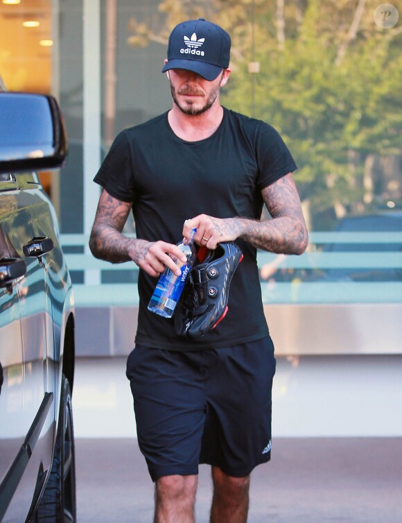 David Beckham à la sortie de son cours de gym à Brentwood, le 23 octobre 2014