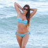 Claudia Romani, en bikini sur une plage de Miami. Le 26 octobre 2014.
