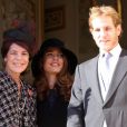 La princesse Caroline de Hanovre, sa fille Charlotte et son fils Andrea Casiraghi le 19 novembre 2012 au balcon du palais princier.