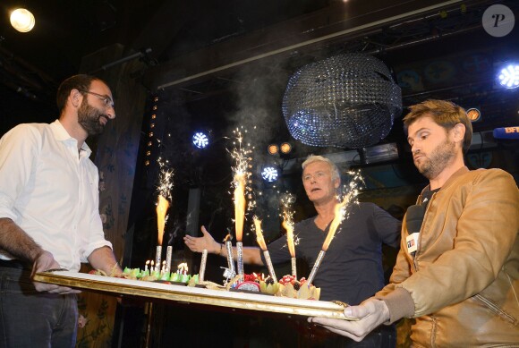Semi-Exclusif - Franck Dubosc et Christophe Beaugrand - Franck Dubosc fête son anniversaire avec ses amis et ses fans au "Réservoir" à Paris, le 7 novembre 2014