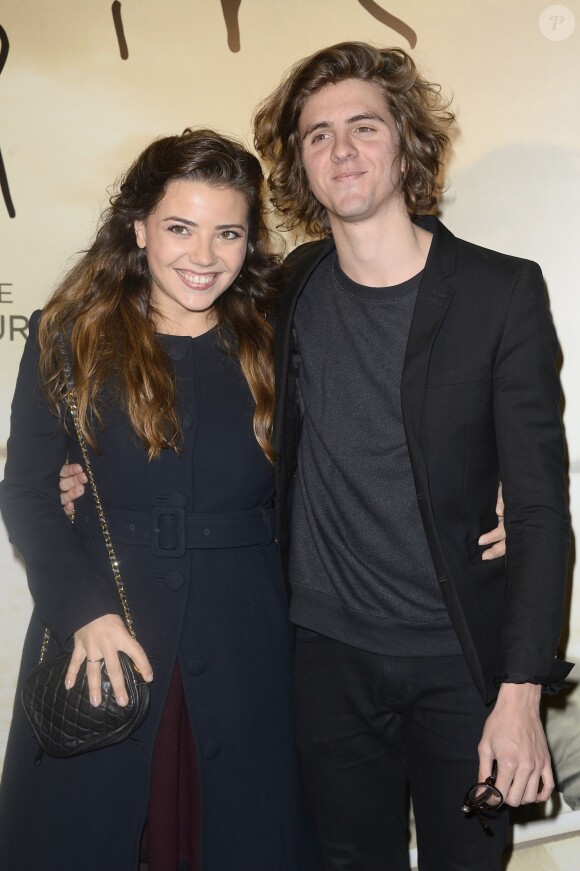 Thomas Soliveres et sa fiancée Nassima Benchicou - Avant-première du film "Respire" au Gaumont Marignan à Paris le 11 novembre 2014.