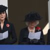 Kate Middleton, enceinte, Camilla Parker Bowles et Sophie de Wessex lors de l'hymne national pendant la célébration du remembrance sunday le  novembre 2014 au Cénotaphe de Whitehall, à Londres.