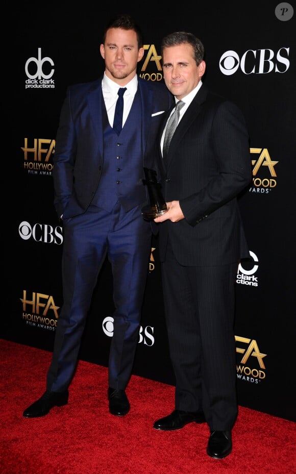 Steve Carell et Channing Tatum (meilleur casting pour Foxcatcher) assistent à la cérémonie des Hollywood Film Awards à l'Hollywood Palladium. Hollywood, le 14 novembre 2014.