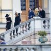 La princesse Victoria de Suède, la princesse Martha-Louise de Norvège, la princesse Mette-Marit de Norvège, le prince Haakon de Norvège, Ari Behn, le prince Daniel de Suède lors des funérailles de la princesse Kristine Bernadotte en la chapelle du palais royal Drottningholm à Stockholm, le 15 novembre 2014.
