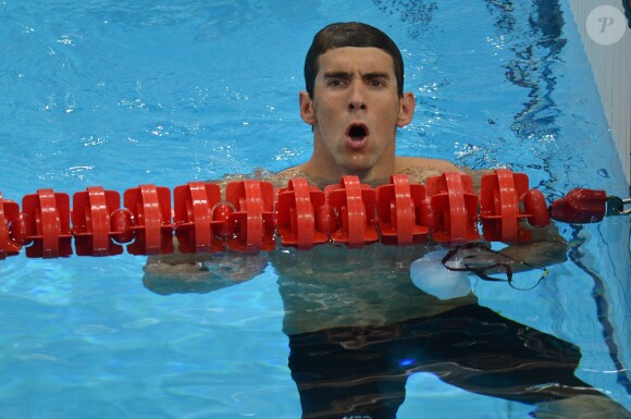 Michael Phelps à l'Aquatics Center de Londres le 30 juillet 2012 à l'occasion des Jeux Olympiques de Londres