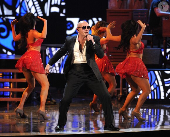 Pitbull sur la scène des Annual Latin Grammy Awards au MGM Grand Garden Arena à Las Vegas, le 20 novembre 2014.
